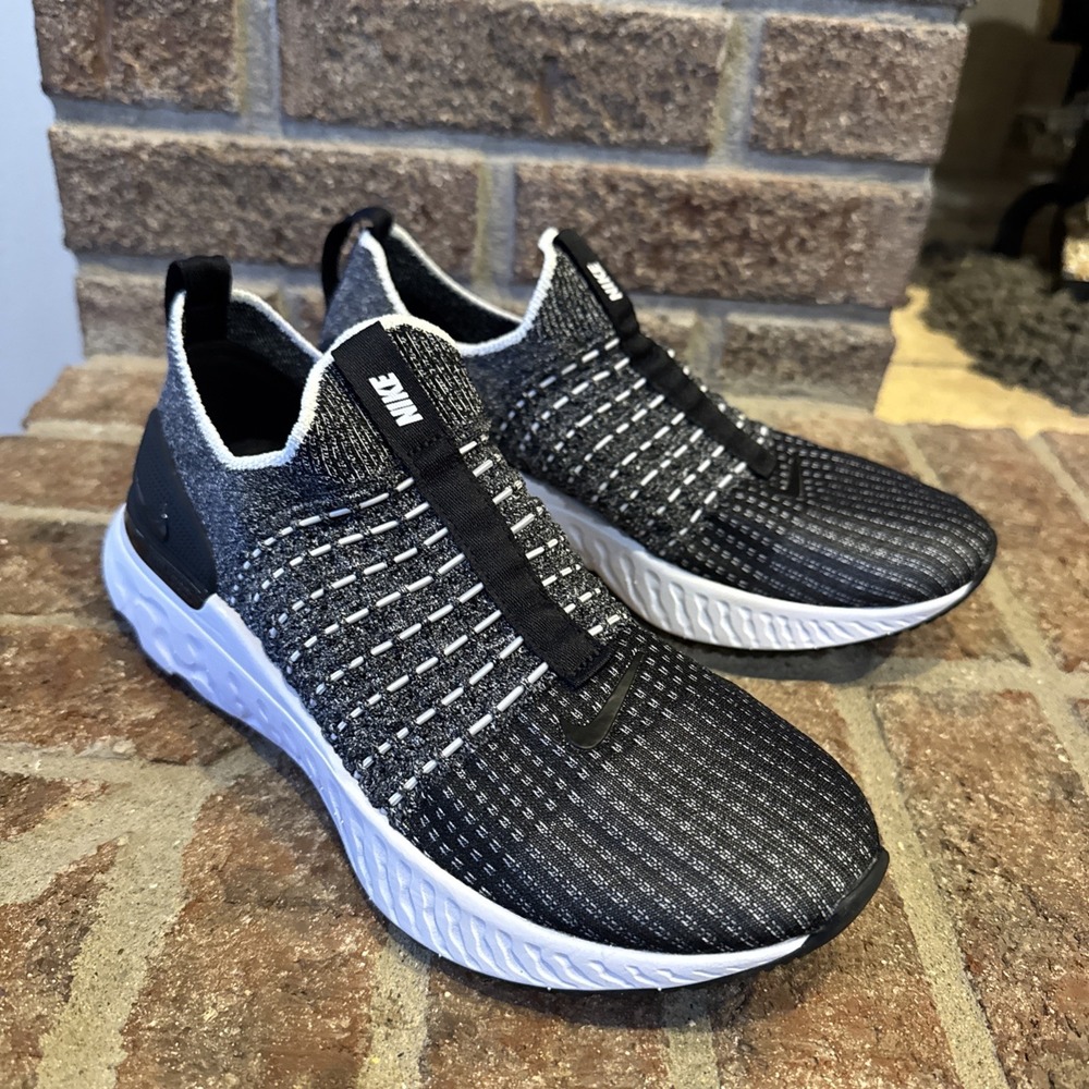 Nike React Phantom Run FK 2 Black/White Running Shoes CJ0277-003 Men's Size 6